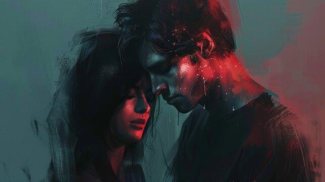 Sad lovers breaking up