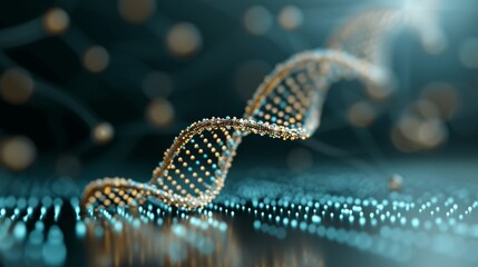 Golden Digital DNA Helix on Futuristic Black Backdrop