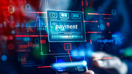 Obraz premium High-tech digital payment interface on a smartphone screen, emphasizing the future of online transactions and secure financial technology.
