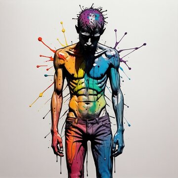 Hombre triste, deprimido, desesperanzado, cabizbajo, sufre un duelo, los colores denotan esperanza,