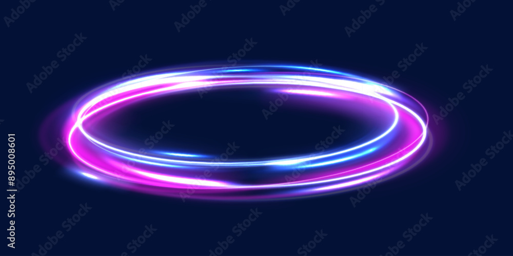 Poster neon blurry light circles at motion . vector swirl trail effect. abstract vector fire circles, spark