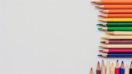 Assorted pencils on white surface