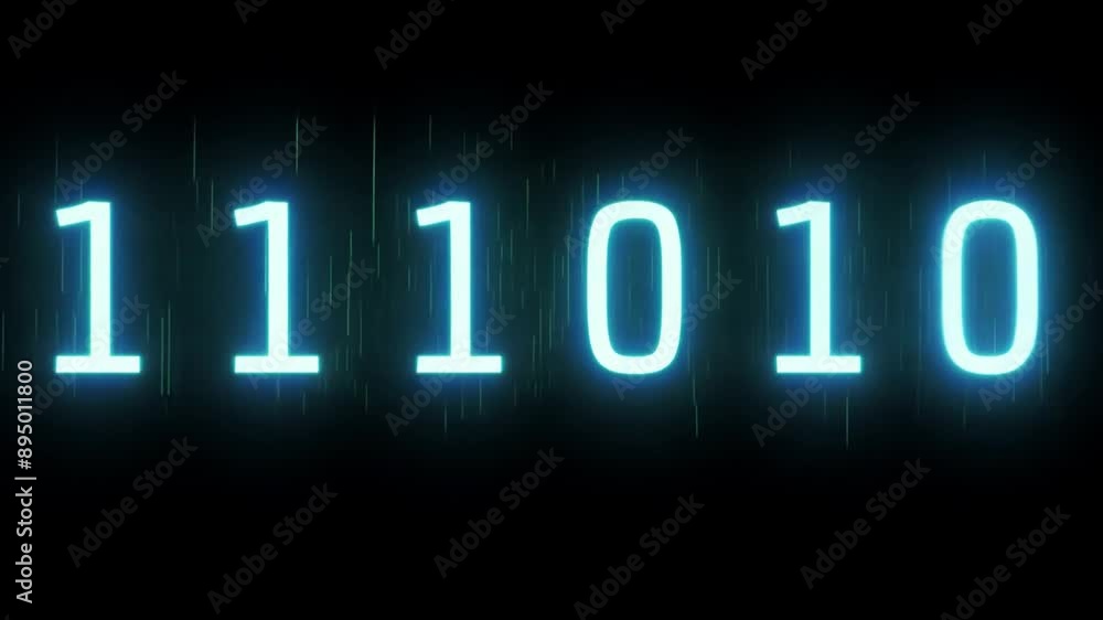 Poster the number 1110 is displayed in bright blue neon on a black background with digital streaks.