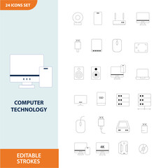 24 icons technology  computer illustrator