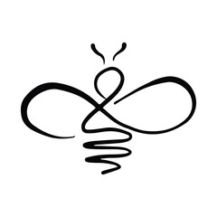 Honey bee icon. Vector illustration isolated on a white background. Hand drawn doodle of a bee. Honey Bee Tattoo, Bee Icon, Bee Logo, Bee Symbol