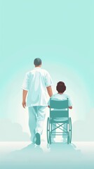 A man and a woman are walking together, with the man holding the woman's hand