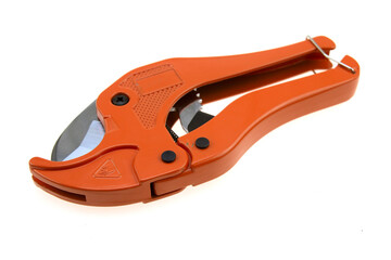 PVC pipe cutter isolated on white ,clipping path.