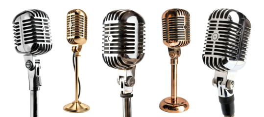 Set of vintage microphones, cut out