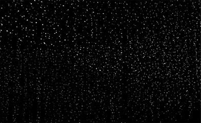 Snow, stars, fairy twinkling lights, rain drops on black background. Abstract vector noise. Small particles of debris and dust. Distressed uneven grunge texture overlay.
