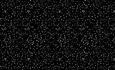 Snow, stars, fairy twinkling lights, rain drops on black background. Abstract vector noise. Small particles of debris and dust. Distressed uneven grunge texture overlay.

