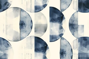 Abstract Watercolor Circles in Blue and White