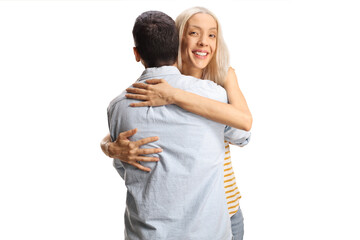 Happy man and woman in embrace