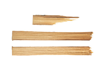 Several wooden planks isolated on a white background.