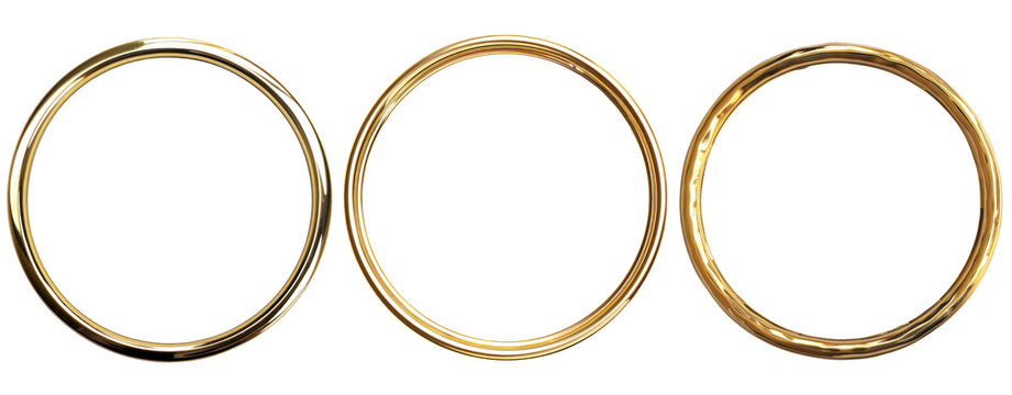 set of gold circle frame hand drawn geometric border grunge luxury isolated transparent background