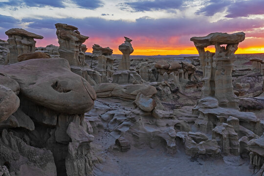 Hoodoo named 'Alien Throne' in the Valley of Dreams, New Mexico, USA