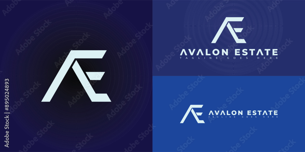 Poster abstract initial letter ae or ea in soft blue color isolated on multiple background colors. the logo