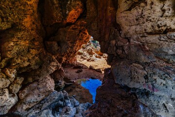 Cave with water and reflections