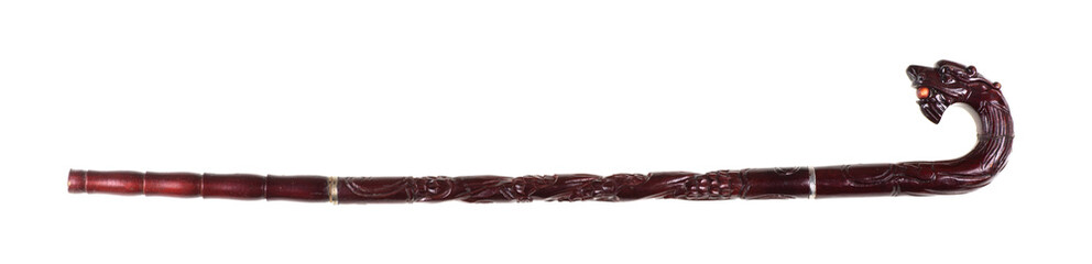 wooden cane gentleman isolated on white background