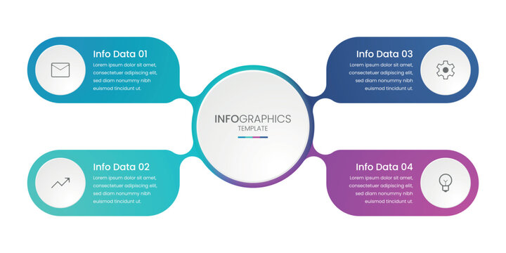 Business presentation infographic template. 4 point infographic template. Design Can be used for workflow layout, diagram, banner, web design. Vector illustration.