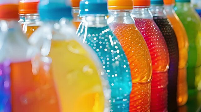 A display of icecold beverages including bottled water juice and sports drinks perfect for quenching thirst after a meal.