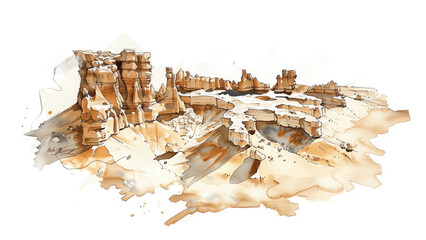 Sketchy Landscapes: Isometric Map of Iconic Rock Formations