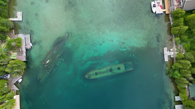 Sweepstakes and The City of Grand Rapids shipwreck in Big Tub Harbor, Tobermory, Ontario, Canada