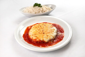 Filet Mignon with Parmigiana with white rice