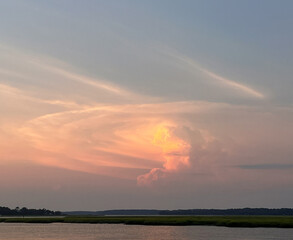 Clouds at sunset over the ocean