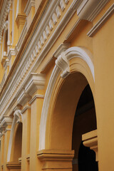 Old building landmark, Phuket Old town building landmark,Yellow building in Phuket Thailand,Cross road at the Phuket landmark