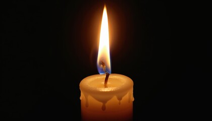A single lit candle casting a warm glow in the darkness.