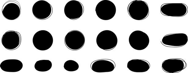 Hand drawn circle line sketch. Pencil or pen circular scribble round circles. Message design element set. Doodle graffiti bubble draft vector illustration.