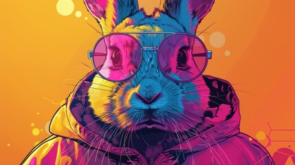 Vibrant Graffiti Style Rabbit Artwork