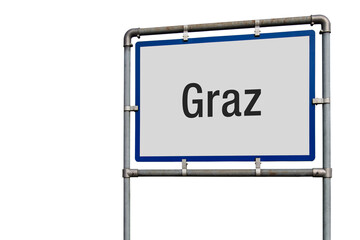 Ortseinfahrtsschild, Stadt Graz, Österreich