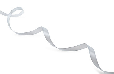One beautiful gray ribbon isolated on white