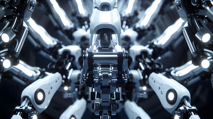 Fototapeta premium Illuminated Robot Arms: Precision and Performance arm robotic autonomous