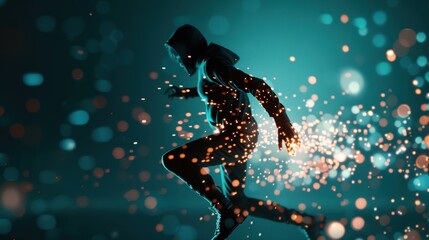 Naklejka premium A hacker silhouette attempting to breach a digital firewall, highlighting the ongoing battle in cybersecurity and data encryption.