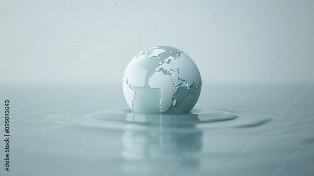 Wall mural a globe is floating on top of a wave in the ocean