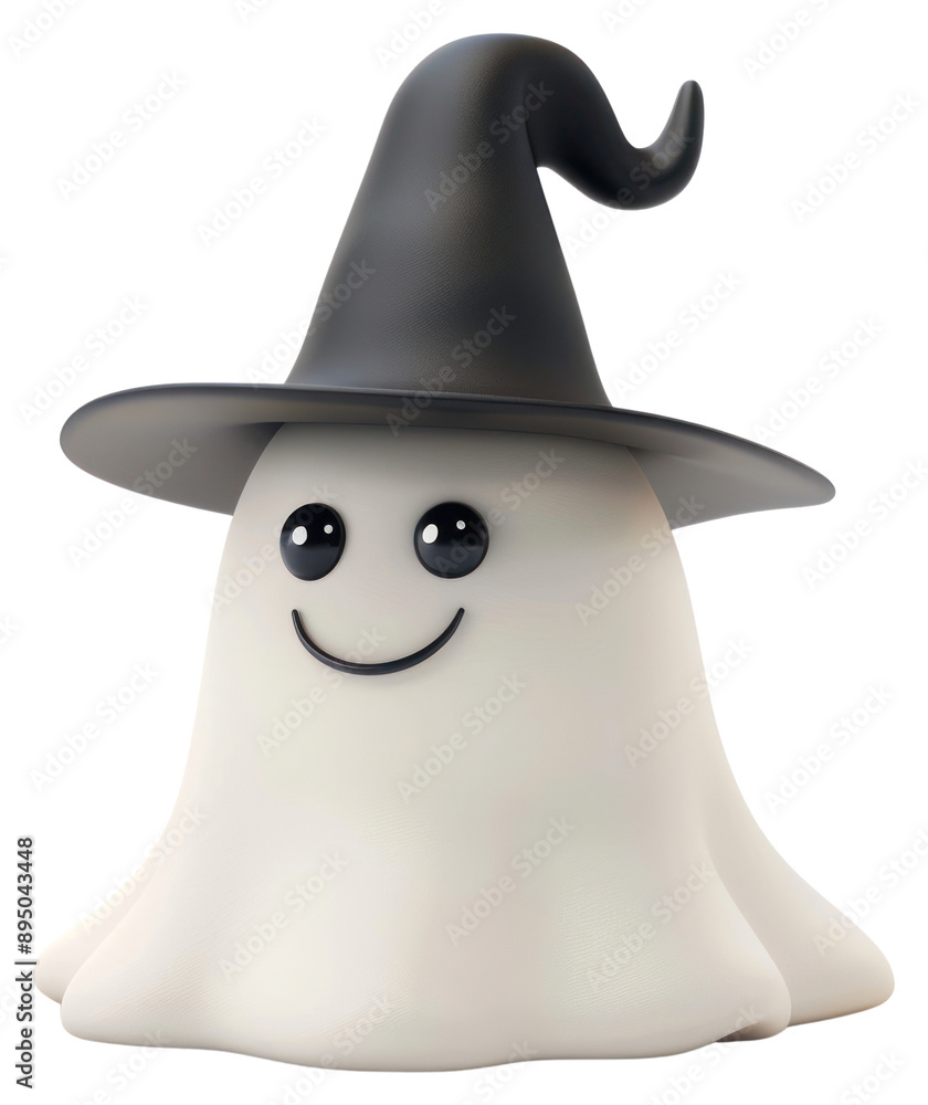 Wall mural PNG Cute ghost with witch hat