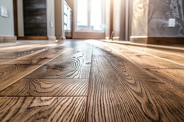 Close-up View of Wooden Floor with Natural Light