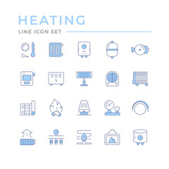 Set color line icons of heating