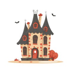 a haunted house, Halloween element, flat design illustration, spooky, isolated on white background