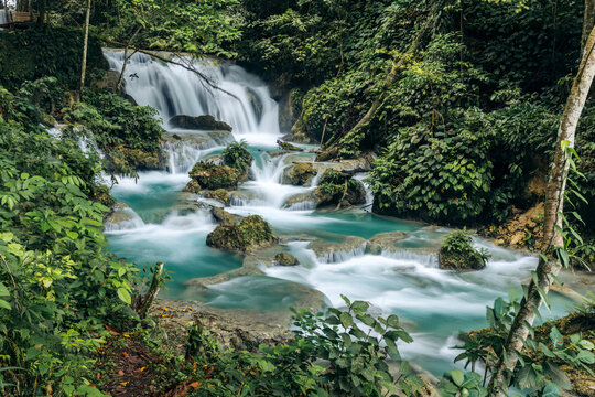 Beautiful Air Terjun Laumarang in Central Sulawesi, Indonesia; Bukit Mambual, Luwuk, Banggai Regency, Central Sulawesi, Indonesia