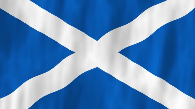 Scotland United Kingdom UK flag country animation 3D symbol design waving in wind movement national patriotism world culture emblem banner blue white