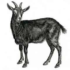 Obraz premium Goat engraved illustration vintage style