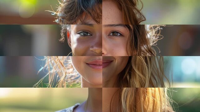 The Beauty of Change: Capturing Teenage Diversity in Fine Art Portraits - faces of teens morphing with mosaic effect camera zoom