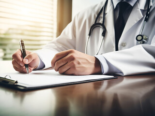 Male doctor filling out an RX prescription, with space for consent and remedy