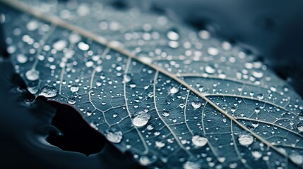 Transparent leaf skeleton and water droplets