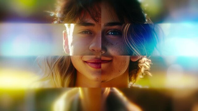 The Beauty of Change: Capturing Teenage Diversity in Fine Art Portraits - faces of teens morphing with mosaic effect 