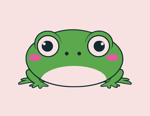 Cute Frog Vector Illustration - Cartoon Line Art Clipart Design
