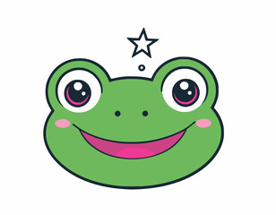 Frog head vector art illustration with white background
